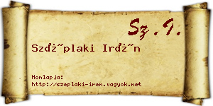 Széplaki Irén névjegykártya