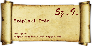 Széplaki Irén névjegykártya