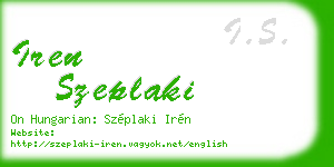 iren szeplaki business card